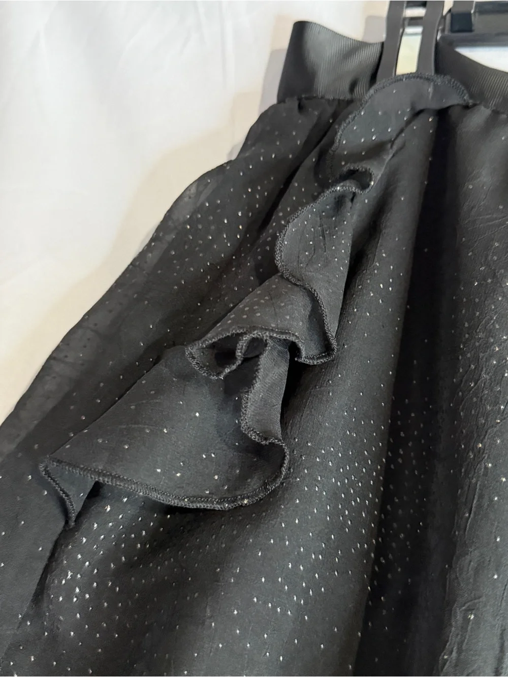 Saks Fifth Avenue Black Sparkle Layered Ruffle Skater Skirt